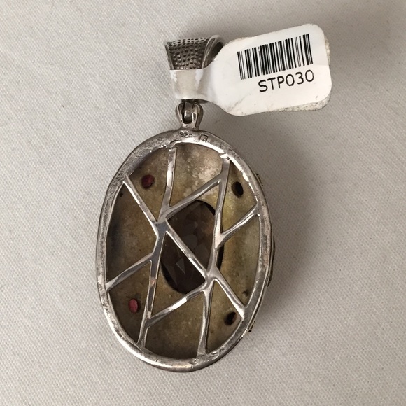 NWT Silver Garnet and Smoky Quartz Pendant - Picture 4 of 7